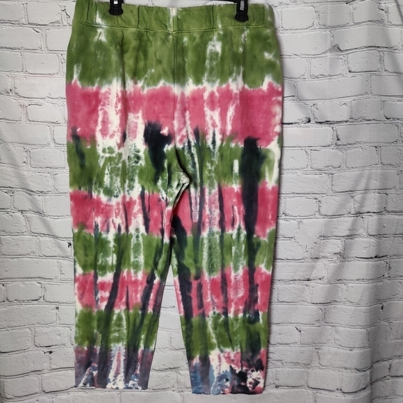 Sandrine Rose X Free People Tie Dye Sweatpants Green Pink Blue Size Large - Picture 2 of 6